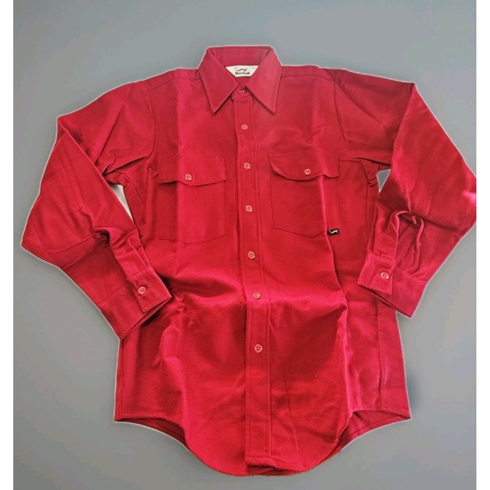 NEW Vtg 80s Duxbak Chamois‎ Flannel Shirt Button Up Long Sleeve Red Men's Sz S